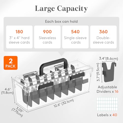 Classic Lifewit Trading Card Storage Box fit for Toploader, Stackable Reinforced Set