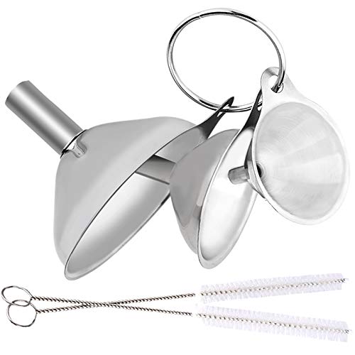 Classic Metal Stainless Steel Funnel, Large Medium Small Funnel Kit