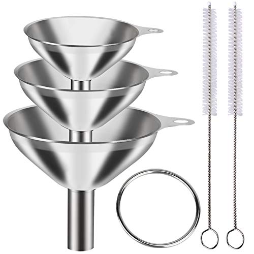 Classic Metal Stainless Steel Funnel, Large Medium Small Funnel Kit