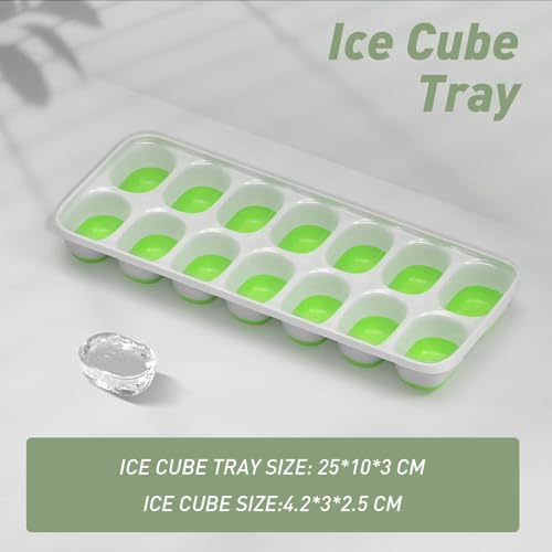 ChefAide 4‑Pack Ice Cube Trays with Lids, 56‑Cube Total Collection
