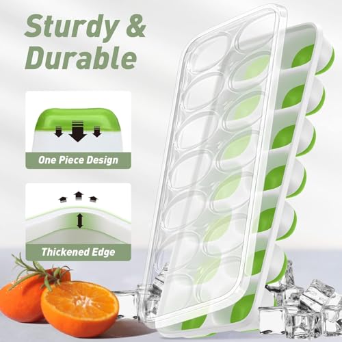 ChefAide 4‑Pack Ice Cube Trays with Lids, 56‑Cube Total Collection