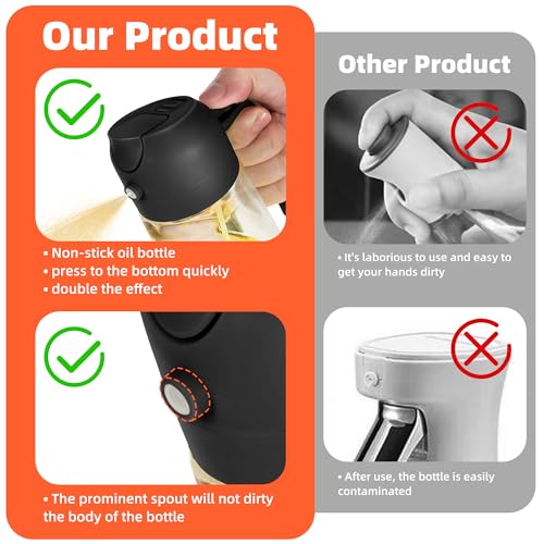 TrendPlain 16oz/470ml Glass Olive Oil Sprayer for Cooking – for Daily Use