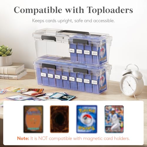 Classic Lifewit Trading Card Storage Box fit for Toploader, Stackable Reinforced Set